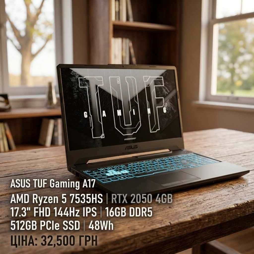 ASUS TUF Gaming A17 17.3" FHD 144Hz Ryzen 5 7535HS 16/512 RTX 2050 4GB