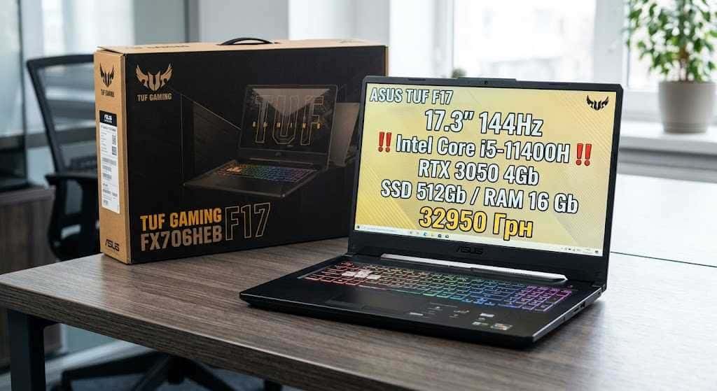 ASUS TUF Gaming F17 17.3" FHD 144Hz Core i5-11400H 16/512 RTX 3050 4GB