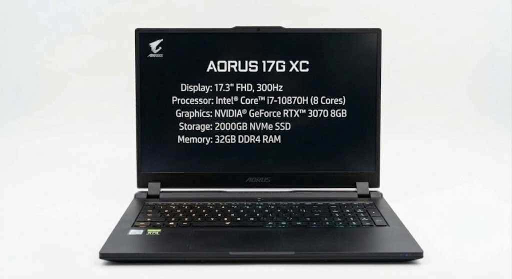 Gigabyte AORUS 17G XC 17.3" FHD 300Hz Core i7-10870H 32/2TB RTX 3070 8GB