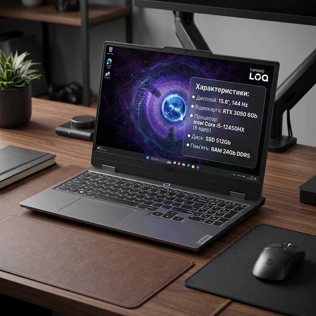 Lenovo LOQ 15IAX9 15.6" FHD 144Hz Core i5-12450HX 24/512 RTX 3050 6GB