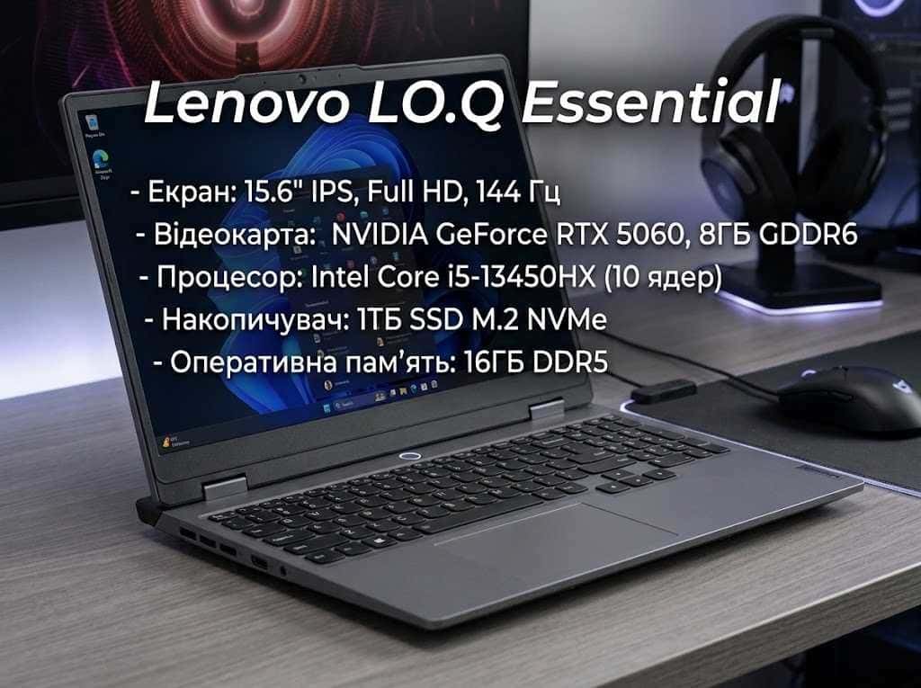 Lenovo LOQ Essential 15.6" FHD 144Hz Core i5-13450HX 16/1TB RTX 5060 8GB