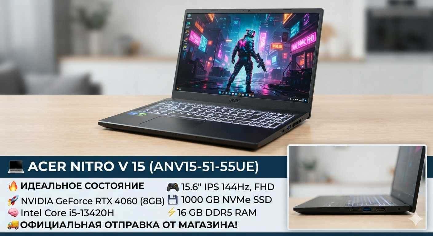 Acer NITRO V15 FHD 144Hz Core i5-13420H 16/1TB RTX 4060 8GB