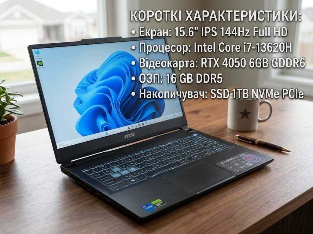 MSI Cyborg 15A13VE 15.6" FHD 144Hz Core i7-13620H 16/1TB RTX 4050 6GB