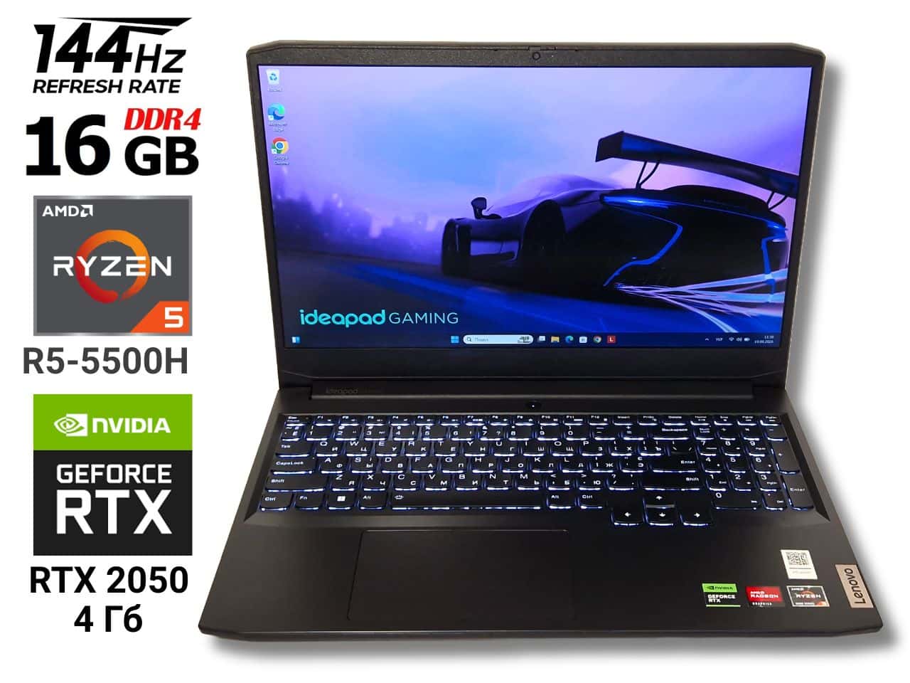 Ігровий ноутбук б/у Lenovo Ideapad Gaming 3 15.6 IPS 144 Гц Ryzen 5 5500H 16/512 Гб SSD RTX 2050 4Гб Відмінний стан