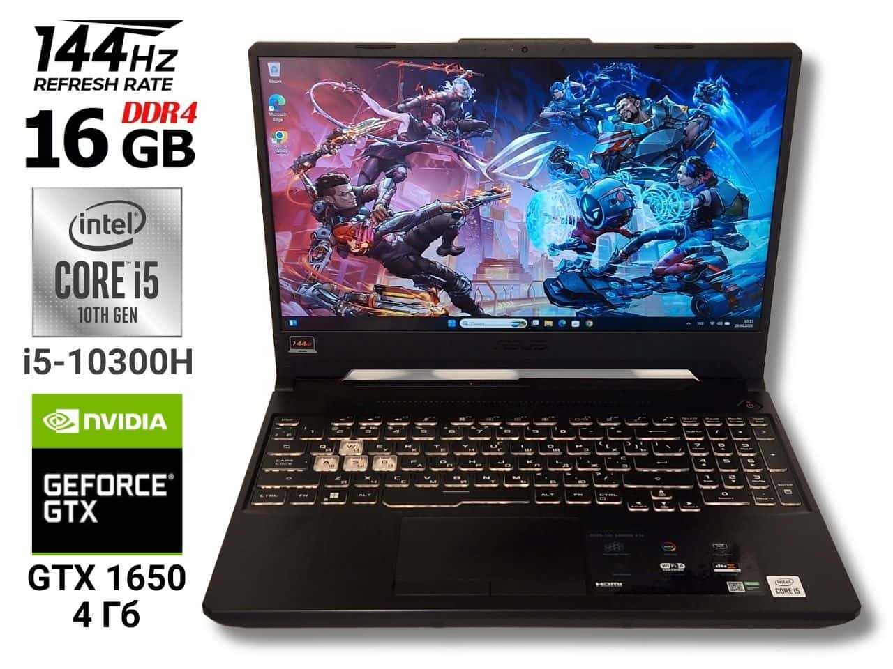 Ігровий ноутбук б/у ASUS TUF F15 FX506 IPS 144 Гц Core i5-10300H 16/512 GTX 1650 4Гб Відмінний стан