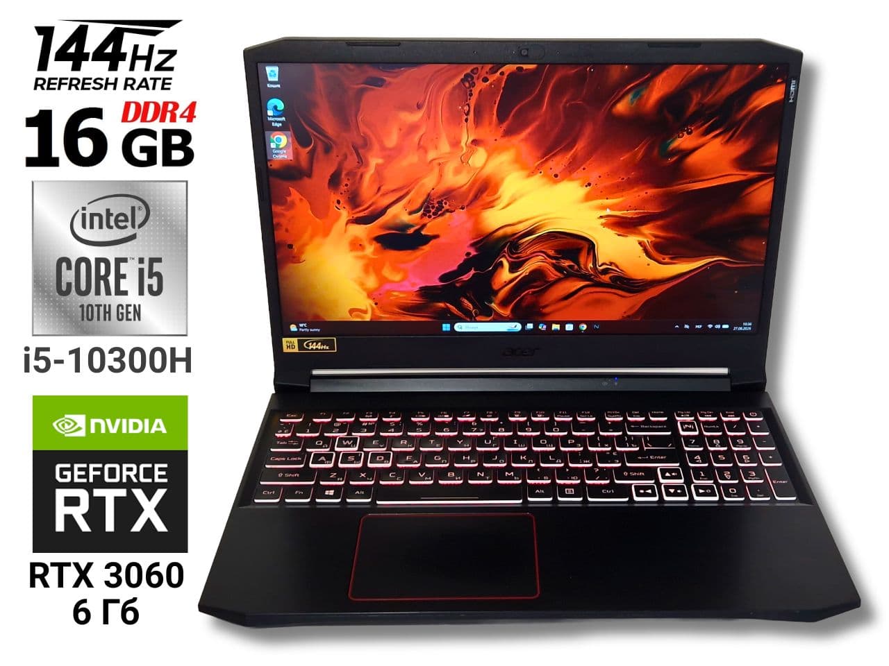 Ігровий ноутбук б/у Acer Nitro 5 144Гц i5-10300H 16/512Тб RTX 3060 6Гб - фото 1