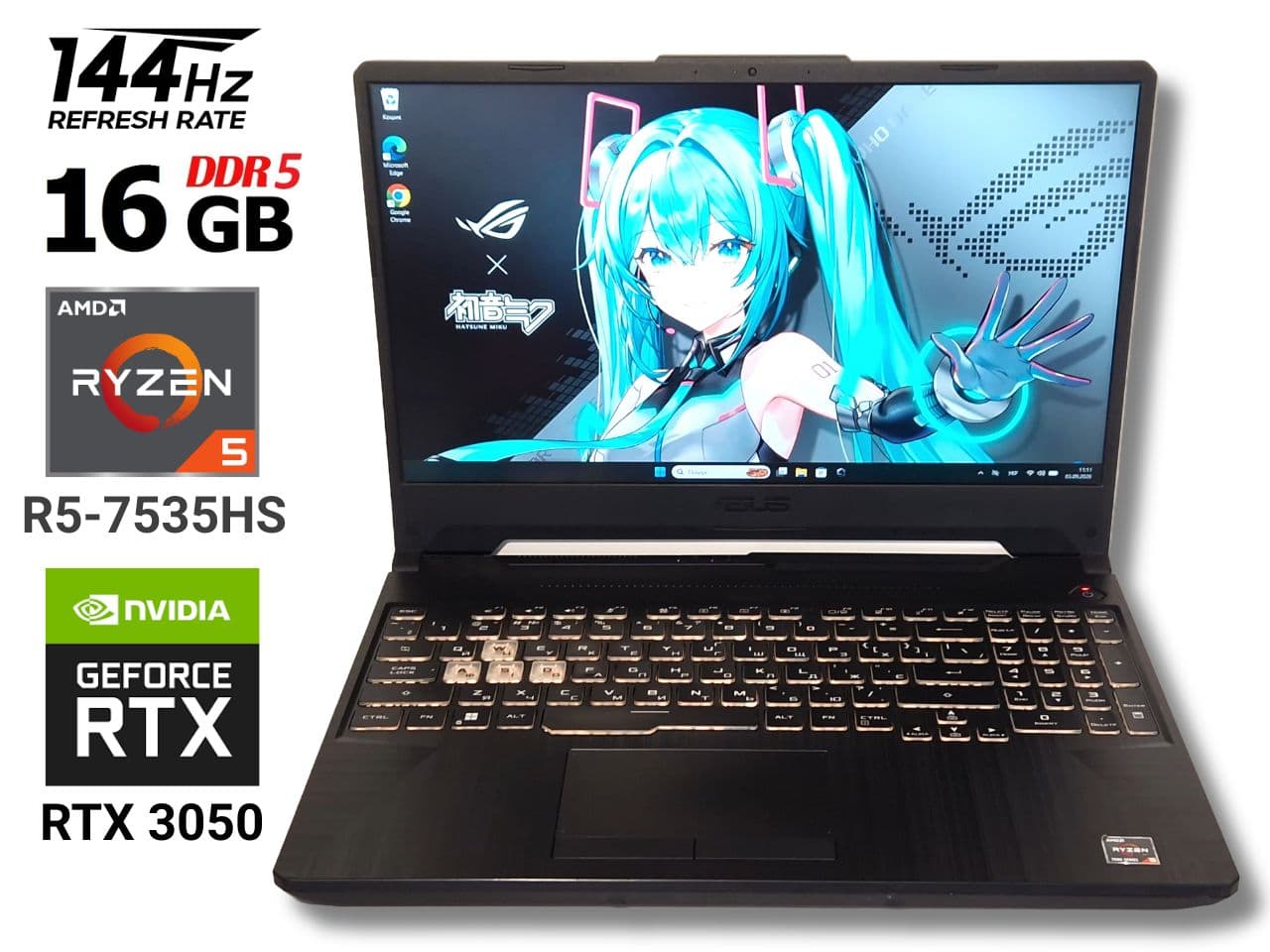 Asus TUF A15 FX506NC DDR5 IPS 144Гц Ryzen 5 7535HS 16/512 RTX 3050 2024 рік - фото 1