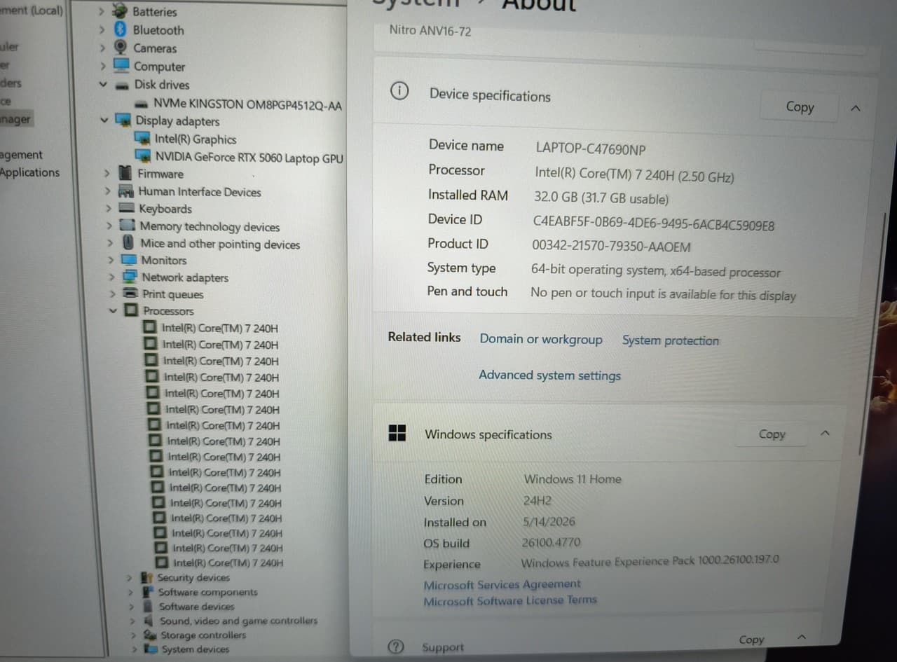 Acer Nitro V16 Core 7 240 32/512 RTX 5060 8GB - фото 9