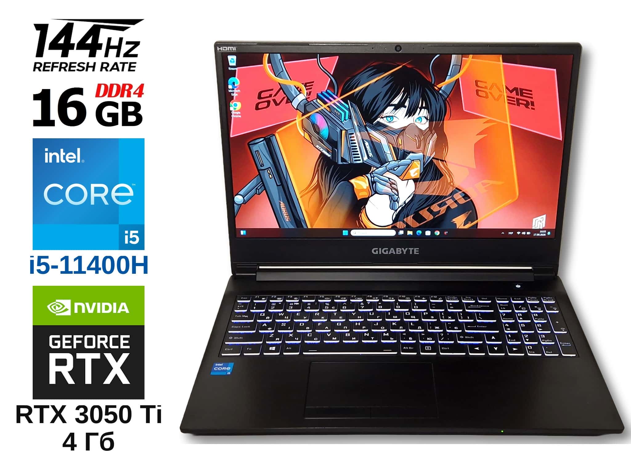 Gigabyte G5 MD 15.6" IPS 144Hz 100% sRGB Core i5-11400H 16/512 RTX 3050 Ti 4Гб