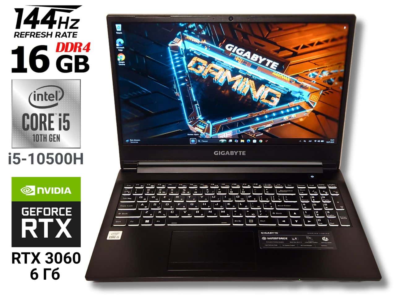 Ігровий ноутбук б/у Gigabyte G5 KC 15.6" 144Hz Core i5-10500H 16/512 RTX 3060 6Гб