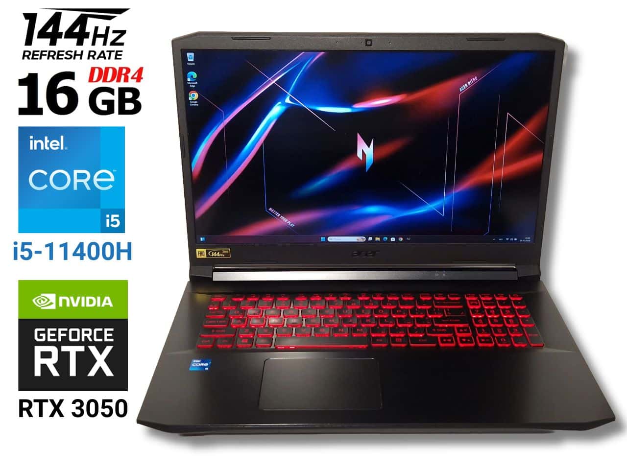 Ігровий ноутбук б/у Acer Nitro 5 AN517-54 17.3" 144Гц Core i5-11400H 16/512 RTX 3050