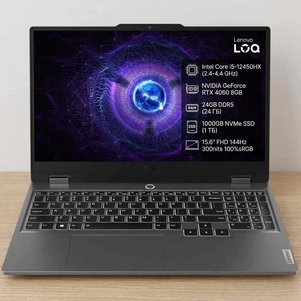 Lenovo LOQ 15IAX9 15.6" FHD 144Hz Core i5-12450HX 24/1TB RTX 4060 8GB