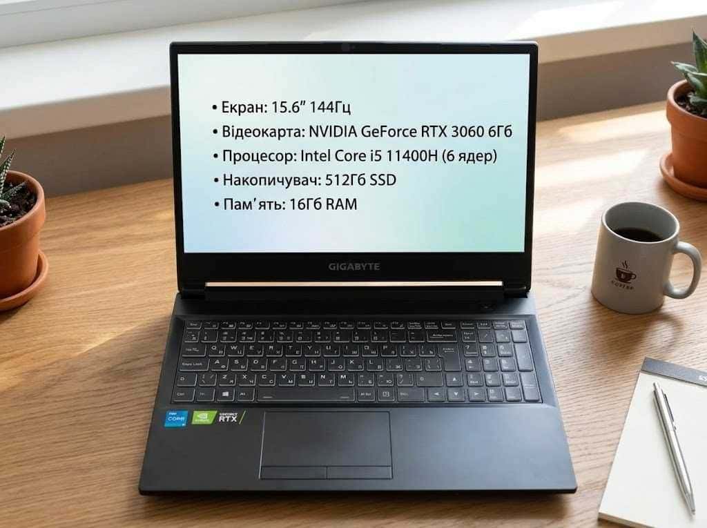 Gigabyte g5 15.6" FHD 144Hz Core i5-11400H 16/512 RTX 3060 6GB