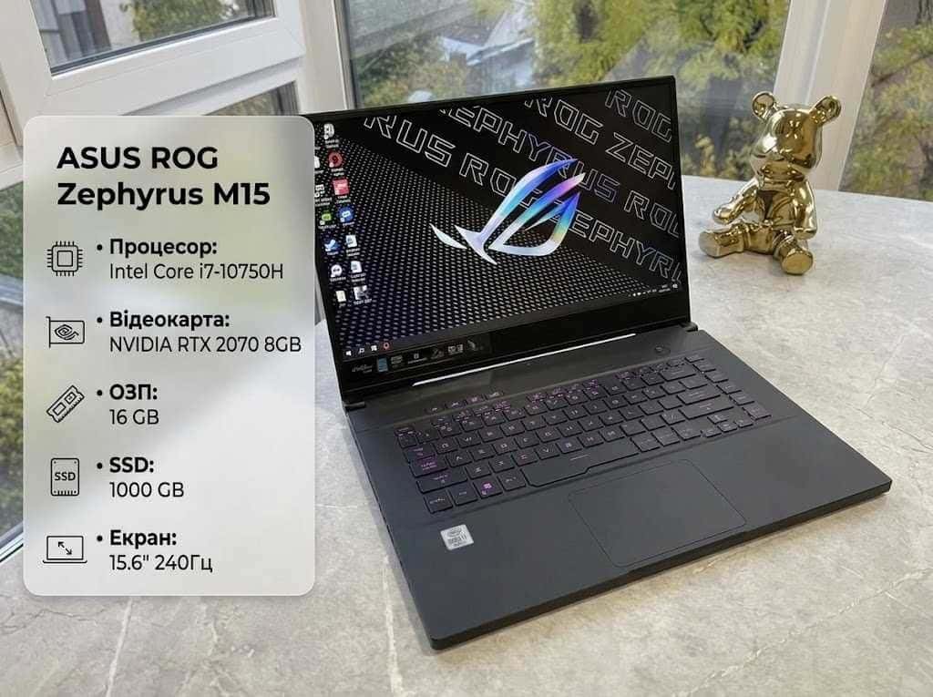 ASUS ROG Zephyrus M15 15.6" FHD 240Hz Core i7-10750H 16/1TB RTX 2070 8GB